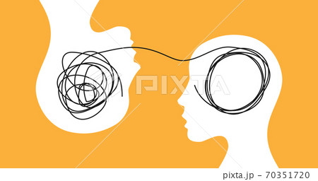 Female head with a thread between them 70351720
