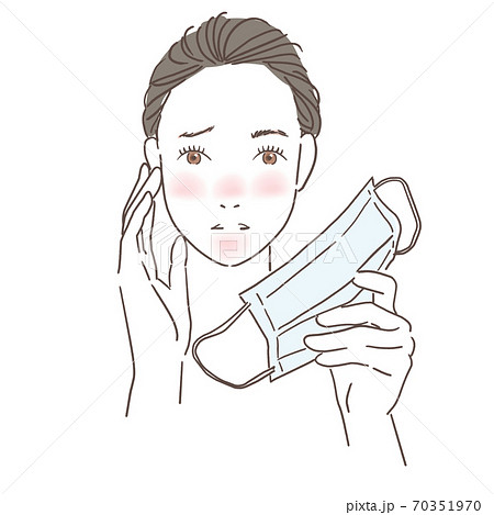 マスクで肌荒れ 女性のイラスト素材