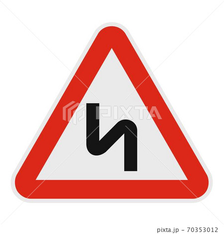 Dangerous turn right icon, flat style. Dangerous turn right icon, flat style. 70353012