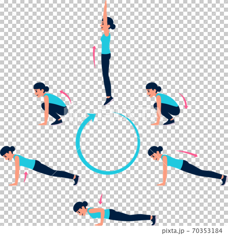 Woman burpee exercise 70353184