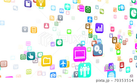 テクノロジー アイコン ネットワーク シンボル インターネット デジタル デバイス 3D イラスト テクノロジー アイコン ネットワーク シンボル インターネット デジタル デバイス 3D イラスト 70353514