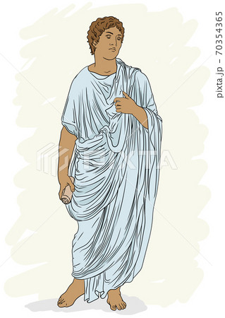 A Young Man In An Ancient Greek Tunic With A のイラスト素材