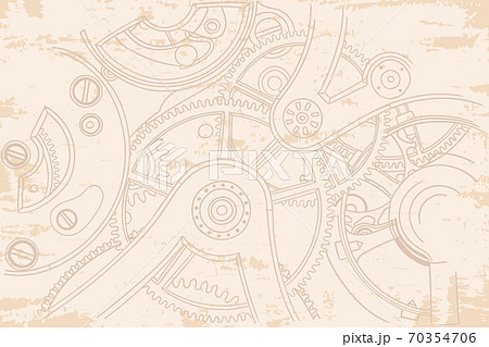Vintage old beige background with gears from the clockwork. Vintage old beige background with gears from the clockwork. 70354706