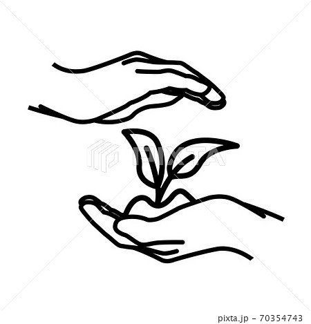 Protective cupping hands from above and below 70354743