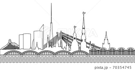 Riga Old Town Skyline during sunset time Riga Old Town Skyline during sunset time 70354745