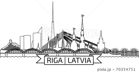 Riga Old Town Skyline during sunset time 70354751