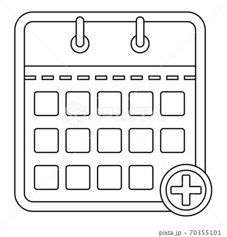 Calendar with plus icon, outline style. 70355101