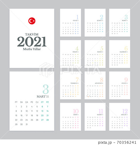 Turkish Calendar 2021 Vector Design 70356241