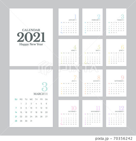 Simple Calendar 2021 Design Week Starts on Sunday 70356242