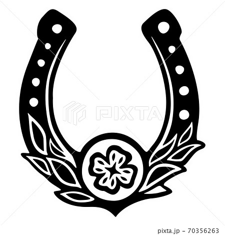 Tribal tattoo art with horsehoe and clover leaf 70356263