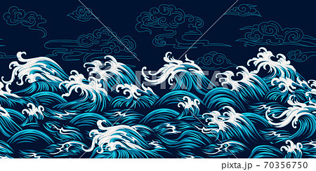 Seamless border with decorative waves 70356750