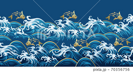 Seamless border with decorative waves 70356756