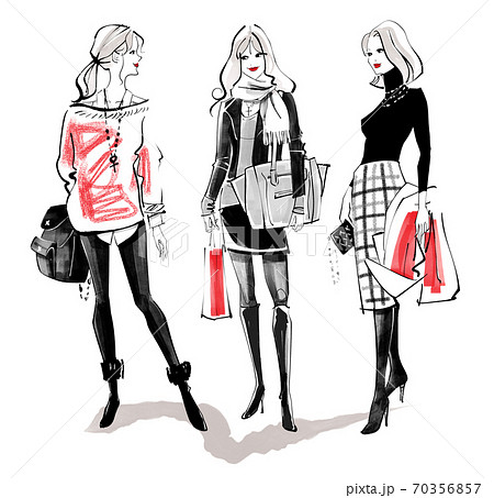 ◆ファッションクロッキーシリーズ:秋冬コーディネートNo.3_レッド◆ ◆ファッションクロッキーシリーズ:秋冬コーディネートNo.3_レッド◆ 70356857