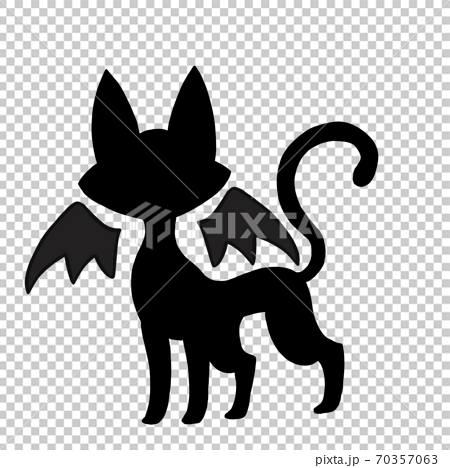 小悪魔猫 シルエットのイラスト素材