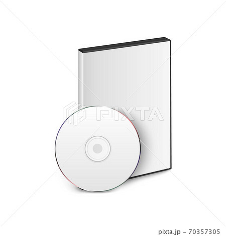 Vector 3d Realistic Blank White CD, DVD with Cover Case Box Set Closeup Isolated on White Background. Design Template. CD Packaging Copy Space. Front View 70357305