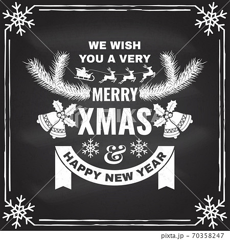 Merry Christmas and Happy New Year stamp, sticker set with angels, santa claus in sleigh with deer and christmas gifts. Merry Christmas and Happy New Year stamp, sticker set with angels, santa claus in sleigh with deer and christmas gifts. 70358247