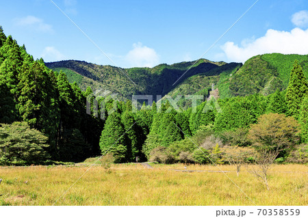 富士山の見える唯一静岡県富士宮市小田貫湿原の草紅葉 70358559