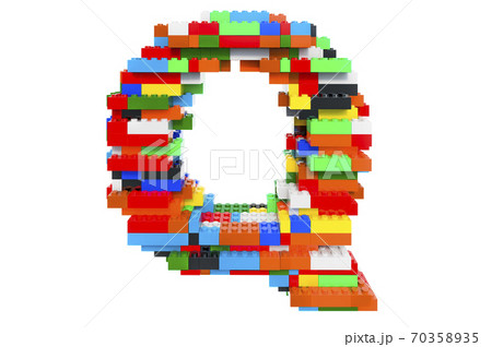 Letter Q From Colorful Building Toy Blocks 3d のイラスト素材