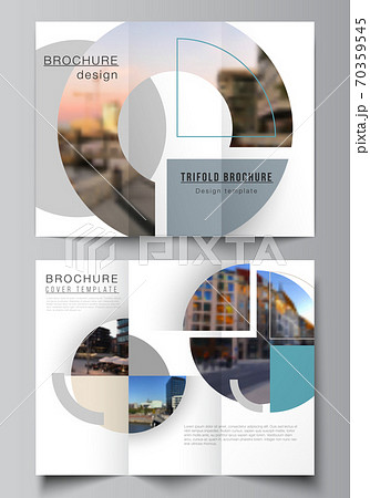 Vector layouts of covers design template for trifold brochure, flyer layout, book design, brochure cover, advertising. Background with abstract circle round banner. Corporate business concept template Vector layouts of covers design template for trifold brochure, flyer layout, book design, brochure cover, advertising. Background with abstract circle round banner. Corporate business concept template 70359545