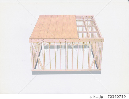 住宅部屋木造構造　天板施工1 70360759