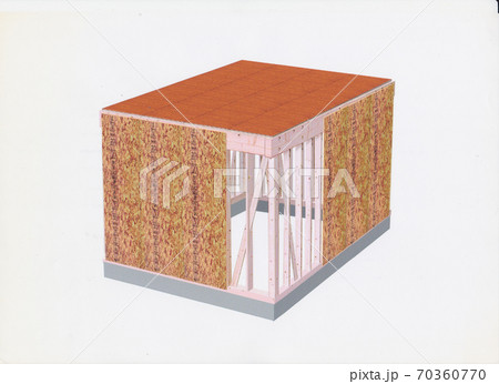 住宅部屋木造構造 天板側板施工 住宅部屋木造構造 天板側板施工 70360770