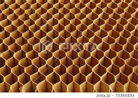 honeycomb cells of cardboard stiffening rib background 70360893