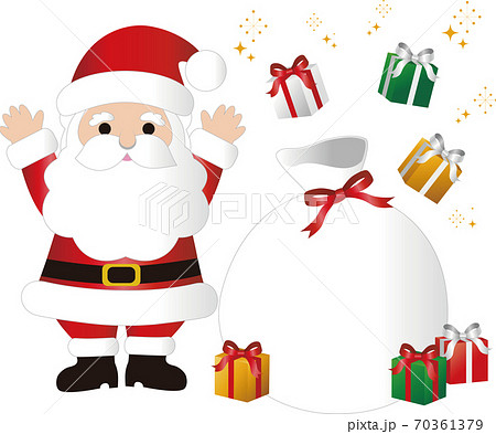 クリスマス サンタクロースとプレゼント袋 イラスト素材のイラスト素材