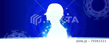 人間とテクノロジーの共存と発展（AI,ハイテク、産業、情報科学のイメージ） 70361521