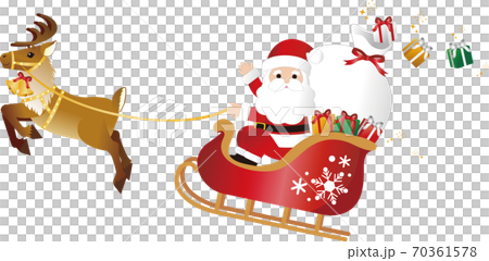 クリスマス ソリにのったサンタクロース イラスト素材のイラスト素材