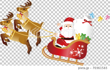 クリスマス ソリにのったサンタクロース イラスト素材のイラスト素材