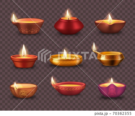 Diwali diya lamps on transparent background Diwali diya lamps on transparent background 70362355