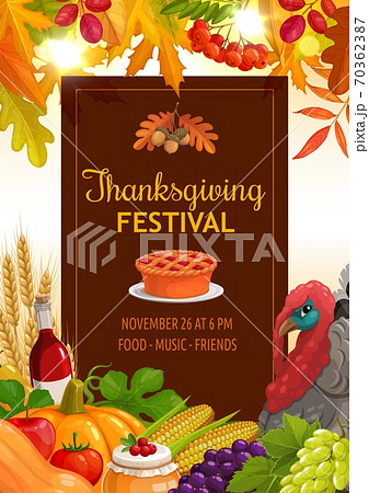 Thanksgiving festival vector flyer, pumpkin pie 70362387