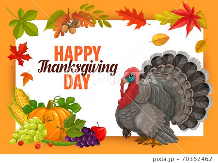 Happy Thanks Giving vector frame with turkey. Happy Thanks Giving vector frame with turkey. 70362462