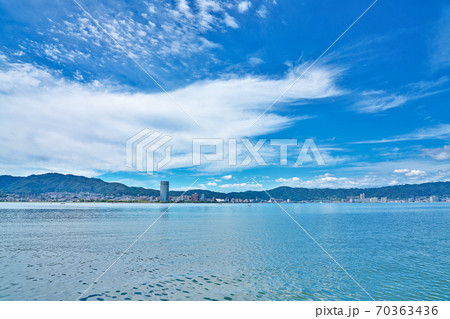 【琵琶湖の湖畔】 撮影場所：滋賀県草津市矢橋町矢橋 帰帆島 70363436