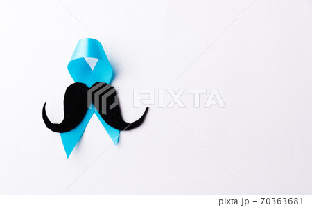 Black mustache paper and light blue ribbon 70363681
