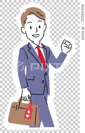 シンプルなタッチのカバンにヘルプマークを付けた男性 シンプルなタッチのカバンにヘルプマークを付けた男性 70364166