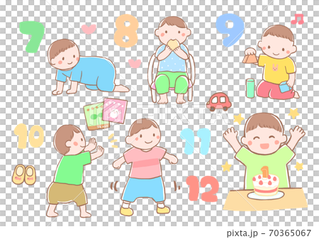 赤ちゃんの成長 7ヶ月 1歳のイラスト素材