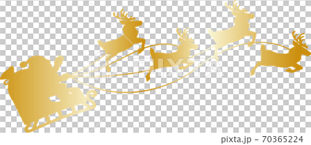 クリスマス　サンタクロースとトナカイのソリのシルエット 70365224