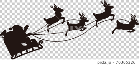クリスマス サンタクロースとトナカイのソリのシルエットのイラスト素材 70365226 Pixta