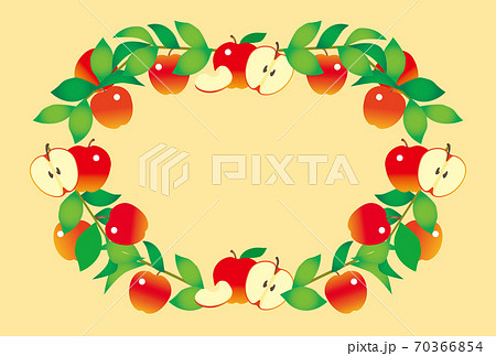 りんごのリースフレームカードのイラスト素材 [70366854] - PIXTA
