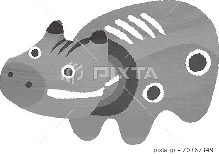 年賀状 2021 丑年 赤べこ 水彩 イラスト素材 年賀状 2021 丑年 赤べこ 水彩 イラスト素材 70367349