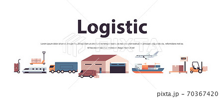 logistic transportation set trucks ship airplane train warehouse cargo symbols express delivery service concept 70367420