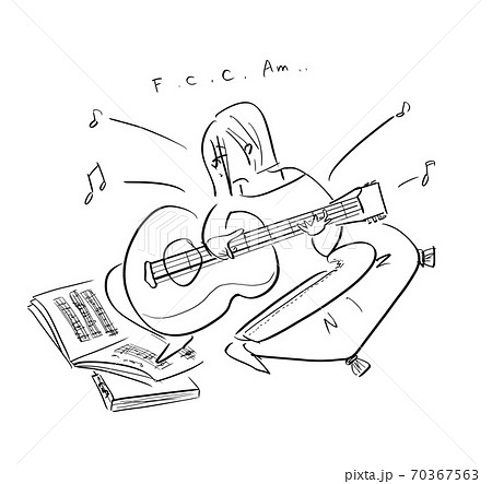A Woman Playing A Guitar Stock Illustration