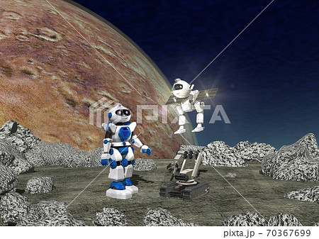 火星の衛星などで探査する探査機、探査ロボットたちのイメージ 火星の衛星などで探査する探査機、探査ロボットたちのイメージ 70367699