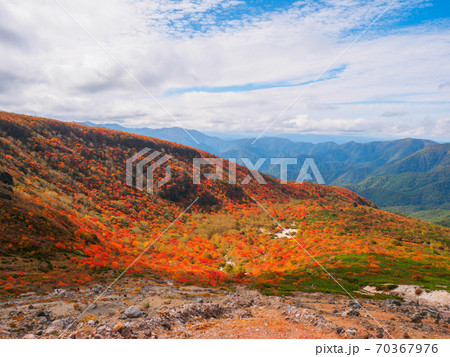 Mountain covered with autumn leaves (栃木県、茶臼岳、姥ヶ平) Mountain covered with autumn leaves (栃木県、茶臼岳、姥ヶ平) 70367976