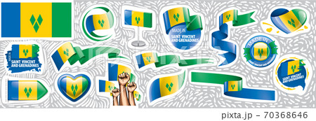 Vector set of the national flag of Saint Vincent and the Grenadines Vector set of the national flag of Saint Vincent and the Grenadines 70368646