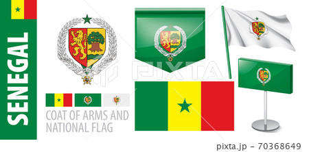 Vector set of the coat of arms and national flag of Senegal Vector set of the coat of arms and national flag of Senegal 70368649