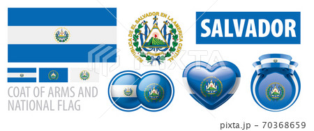 Vector set of the coat of arms and national flag of Salvador Vector set of the coat of arms and national flag of Salvador 70368659