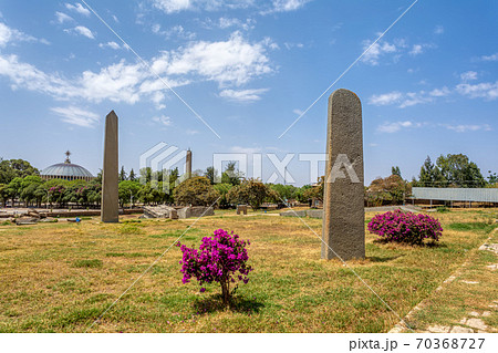 Ancient obelisks in city Aksum, Ethiopia 70368727