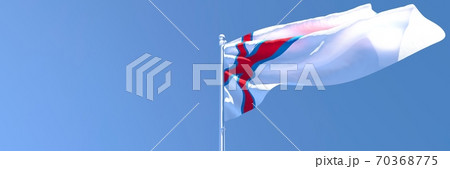 3D rendering of the national flag of Faroe Islands waving in the wind 3D rendering of the national flag of Faroe Islands waving in the wind 70368775